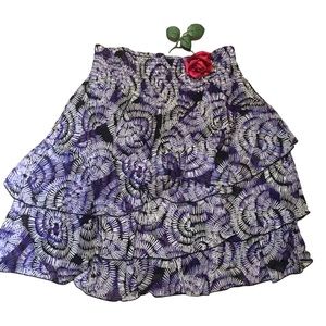 Fashion Bug Y2K Layered Tiers Fairycore Romantic Ruffled Skirt Purple Black LG